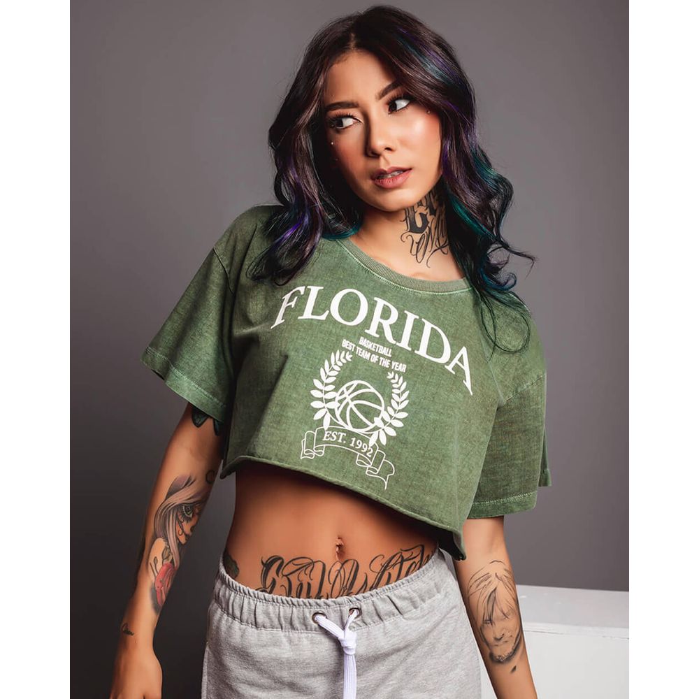 BLUSA CROPPED FLORIDA VERDE